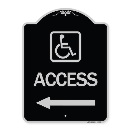 Signmission Access W/ Updated Isaand Left Arrow Heavy-Gauge Aluminum Architectural Sign, 24" H, BS-1824-24358 A-DES-BS-1824-24358